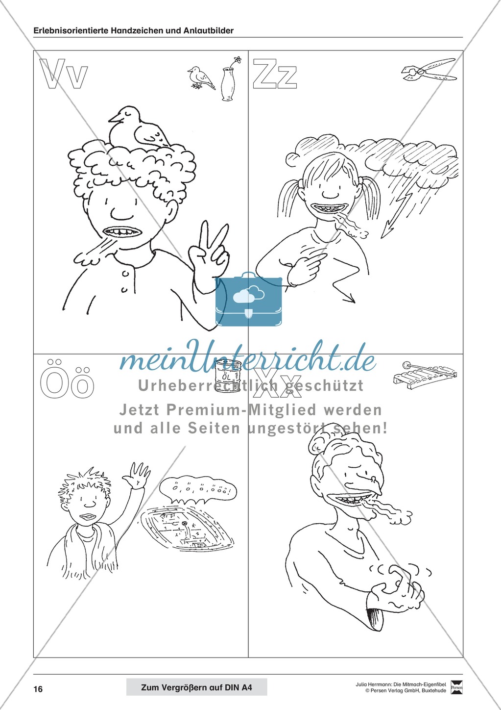 Die Mitmach-Erlebnisfibel: Erlebnisorientierte Handzeichen und Anlautbilder Preview 7