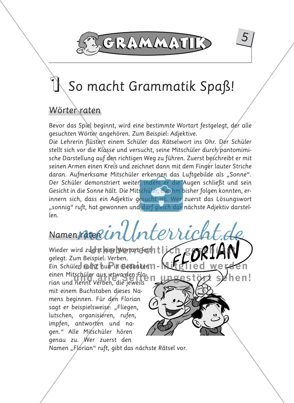 Spielideen Deutschunterricht: Grammatik Preview 1