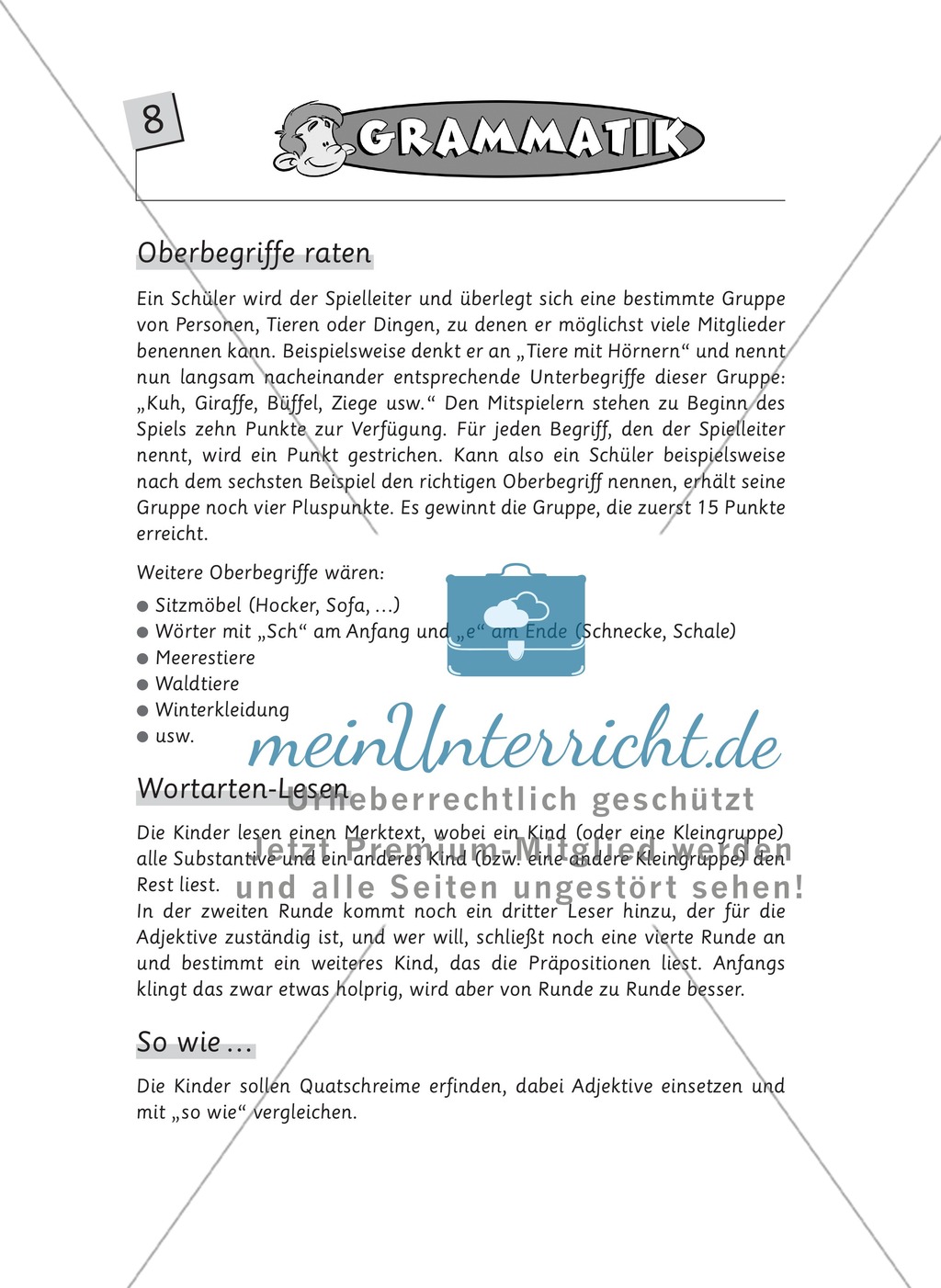 Spielideen Deutschunterricht: Grammatik Preview 4