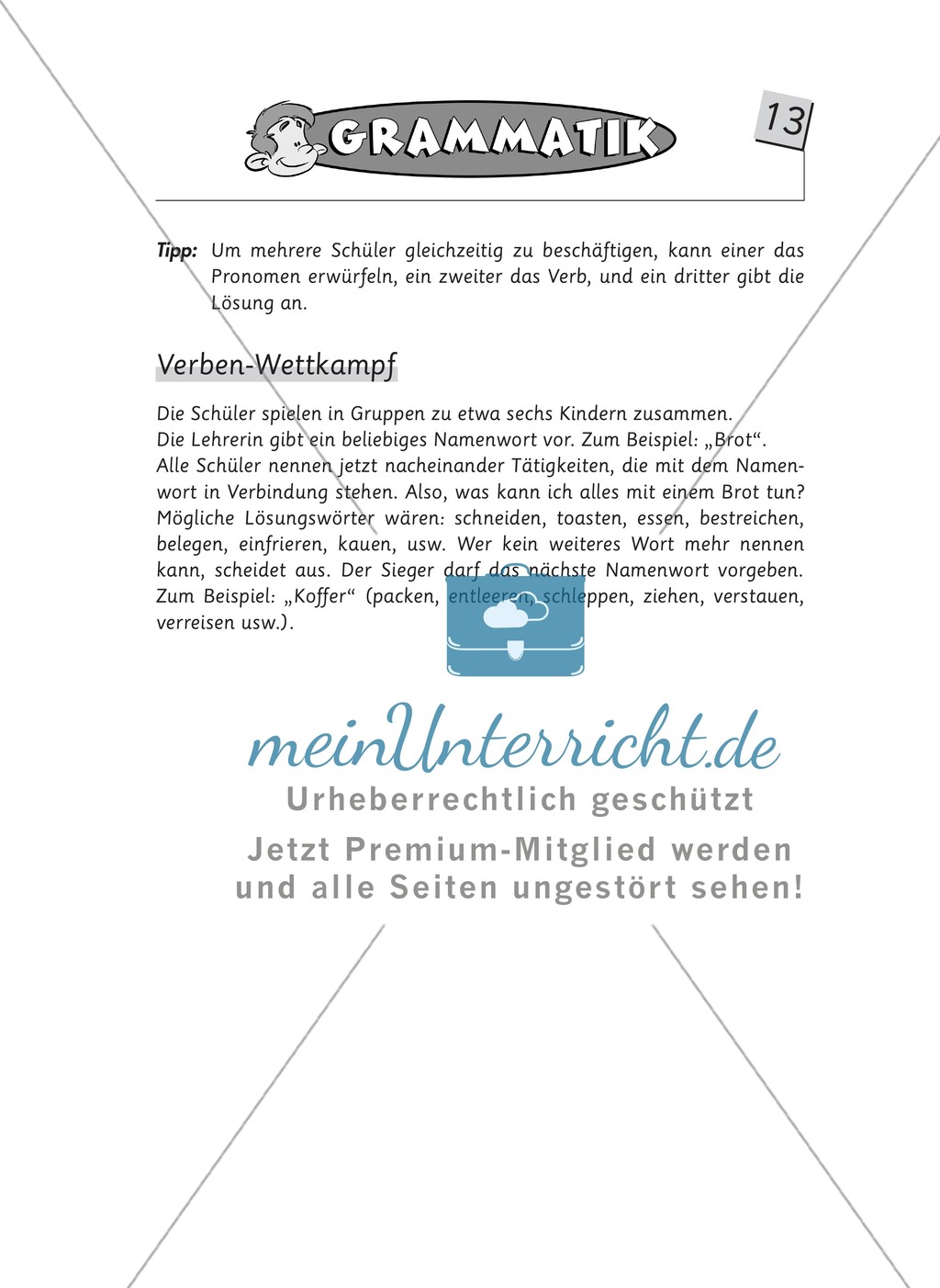 Spielideen Deutschunterricht: Grammatik Preview 9