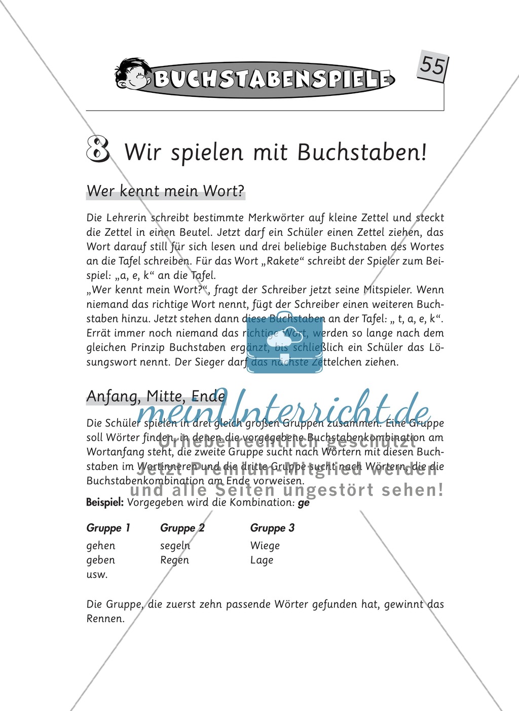 Spielideen Deutschunterricht: Buchstabenspiele Preview 1