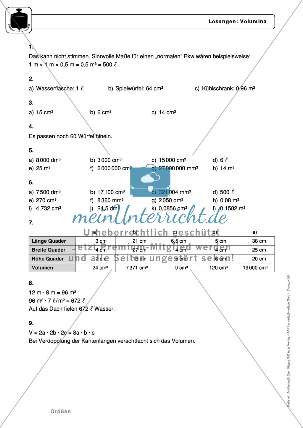 Bestimmung von Volumen von Körpern mit viereckiger Grundflächen und Umrechnung von Volumeneinheiten Preview 5