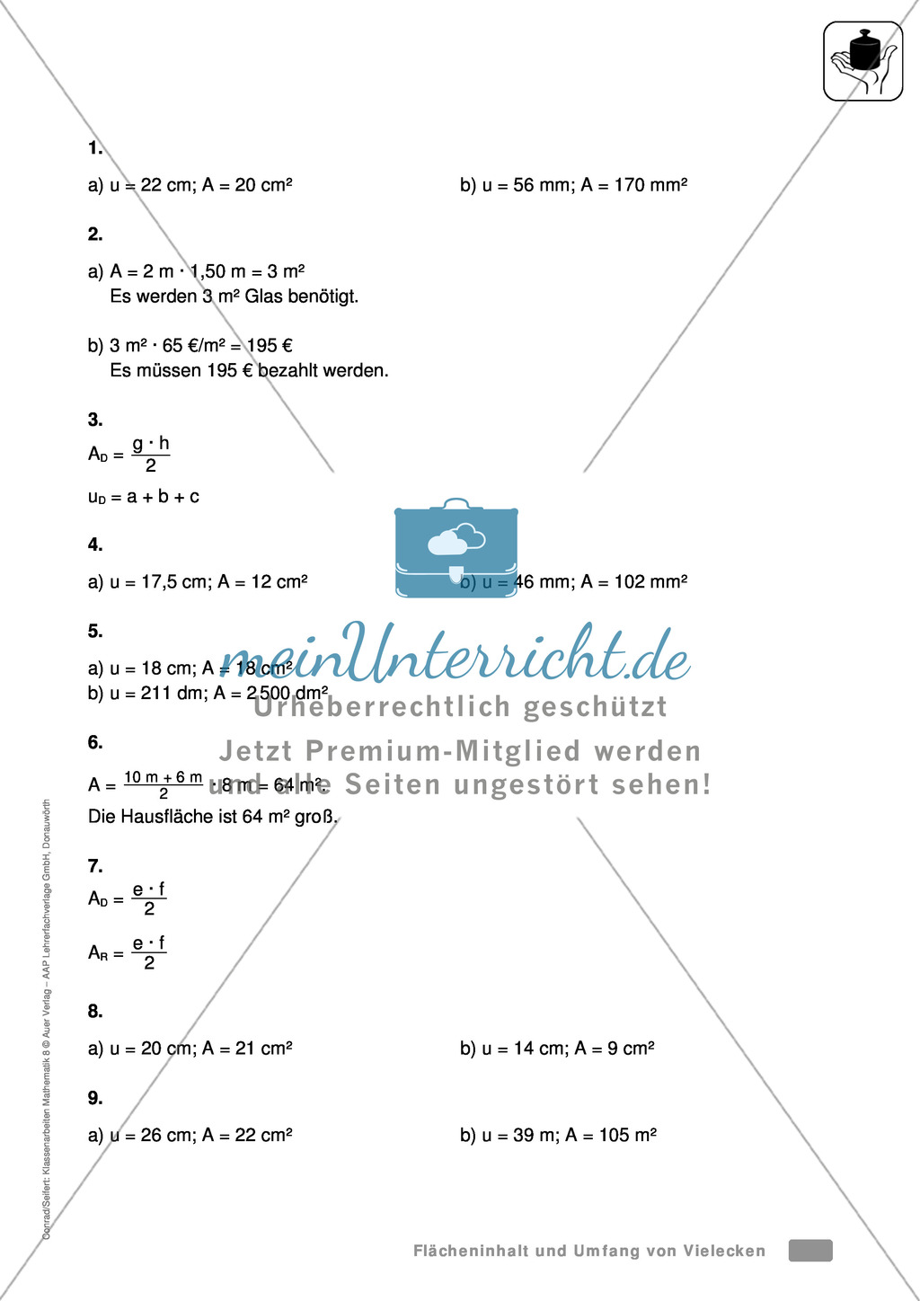 Klassenarbeit zur Flächenberechnung von Vielecken Preview 3