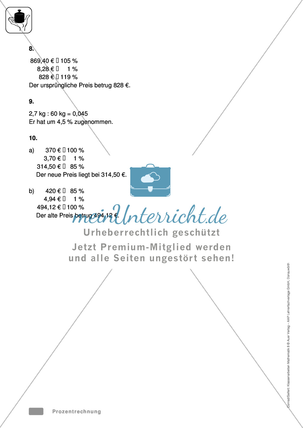 Klassenarbeit zur Prozentrechnung Preview 4