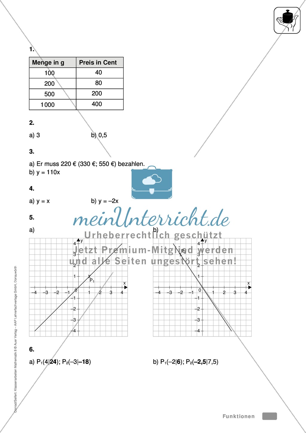 Klassenarbeit oder Lernkontrolle zur Bestimmung von eindimensionalen Funktionen Preview 3