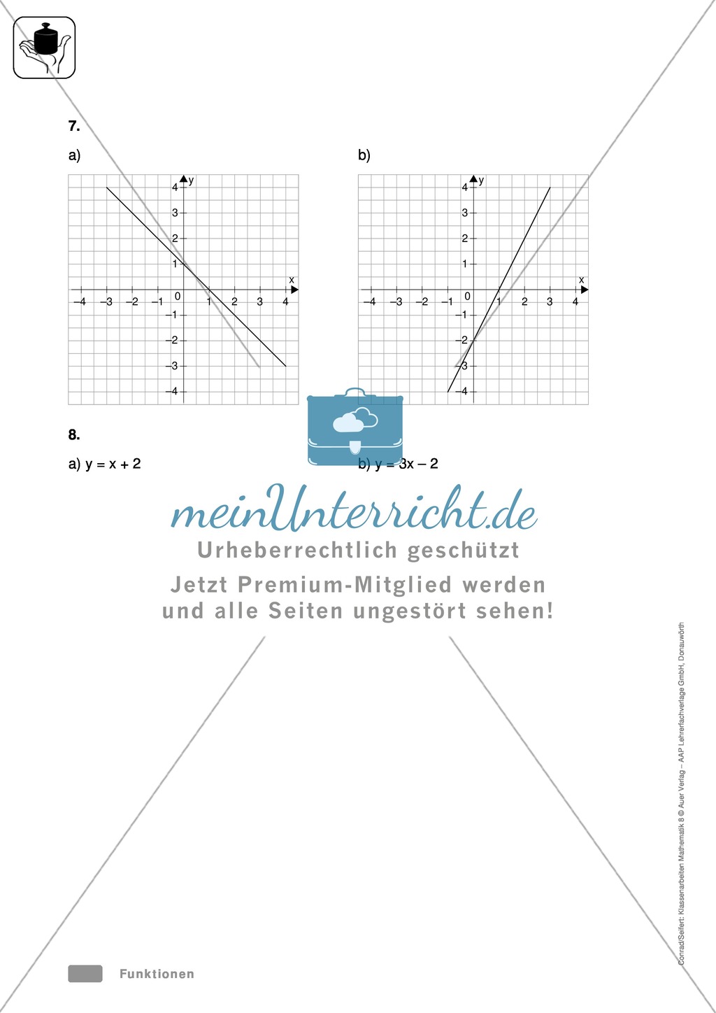 Klassenarbeit oder Lernkontrolle zur Bestimmung von eindimensionalen Funktionen Preview 4