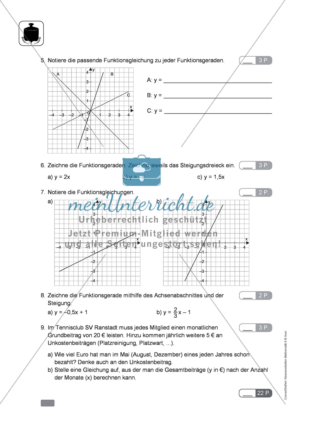 Lernkontrolle zur Bestimmung und Darstellung von Funktionen Preview 2