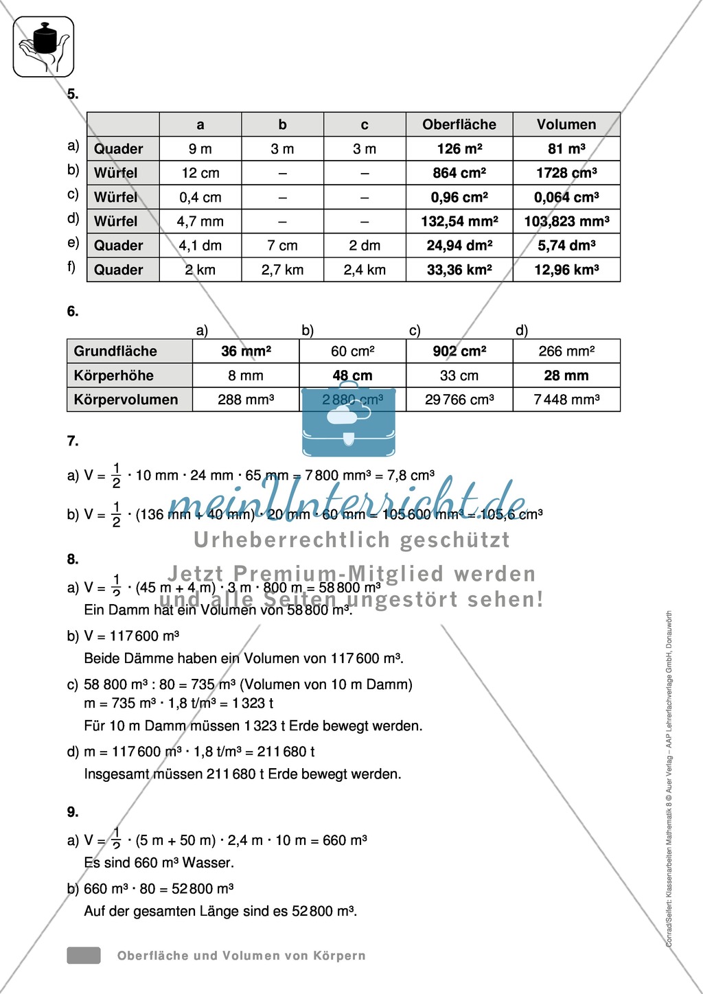 Klassenarbeit zur Berechnung von Oberflächen und Volumen eines Aquariums und Schokoladentafeln Preview 4