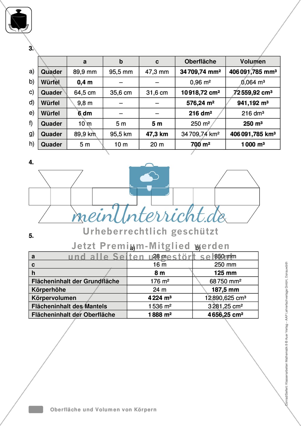 Klassenarbeit zur Berechnung von Oberfläche und Volumen von Holzbalken und Farbe für Holzkisten Preview 4