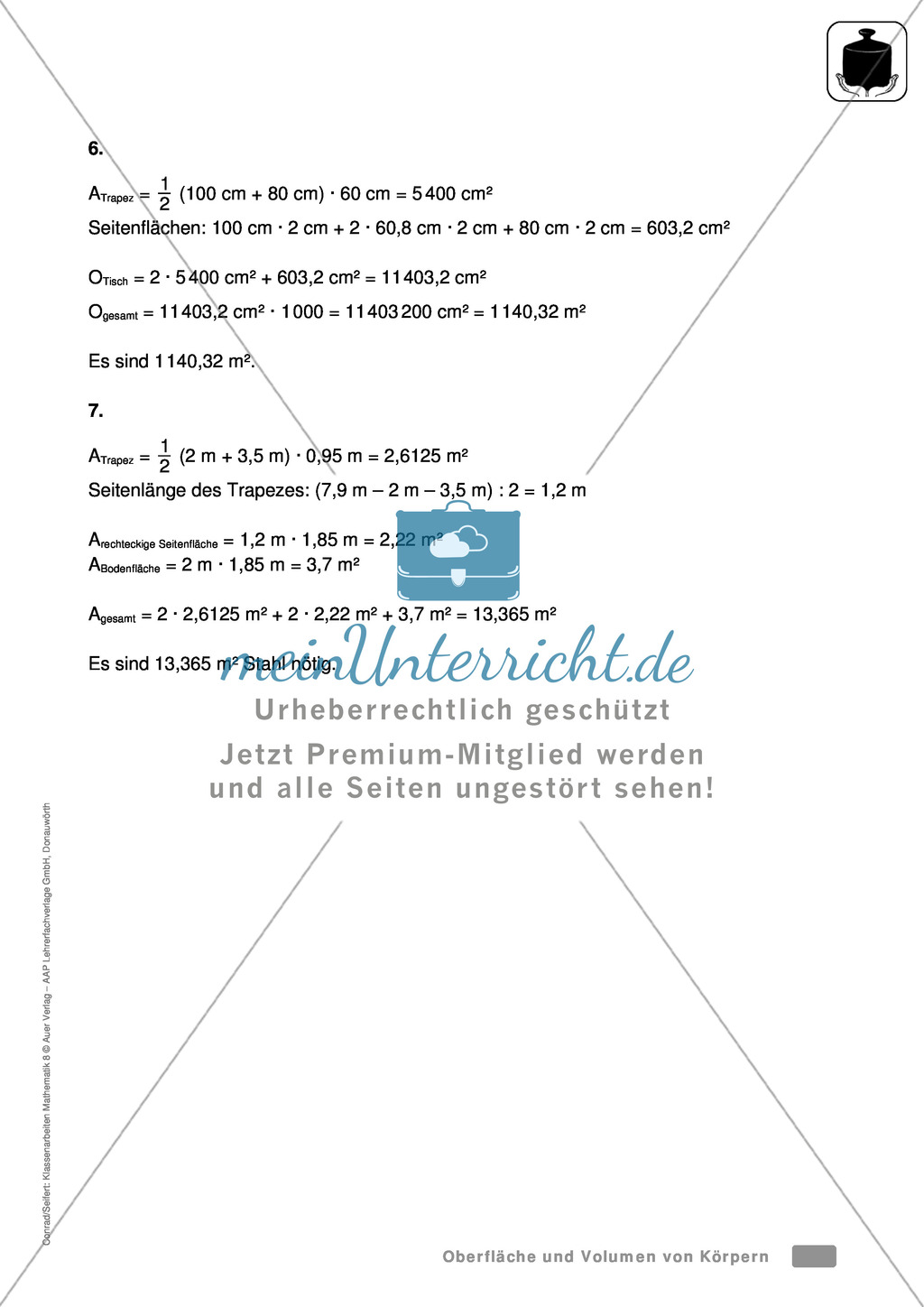 Klassenarbeit zur Berechnung von Oberfläche und Volumen von Holzbalken und Farbe für Holzkisten Preview 5