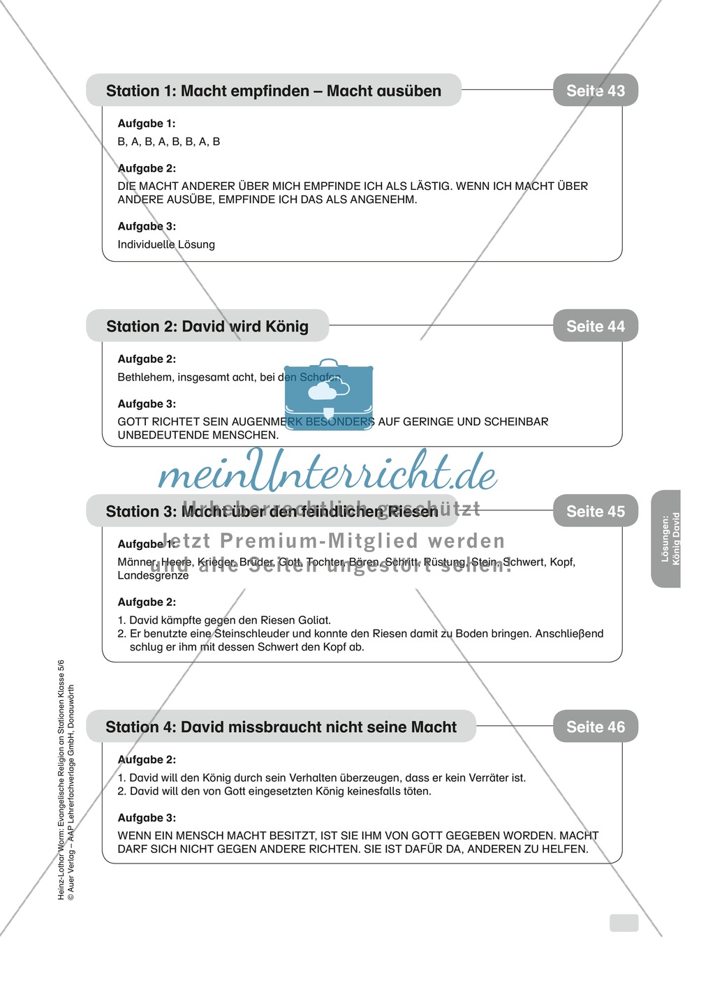 König David: Macht über den feindlichen Riesen. Arbeitsmaterial mit Erläuterungen Preview 2
