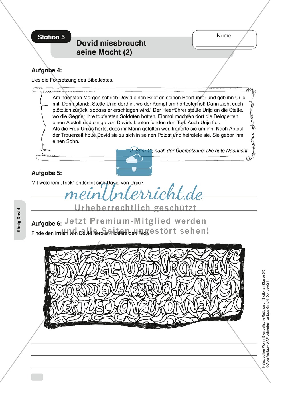 König David: Machtmissbrauch. Arbeitsmaterial mit Erläuterungen Preview 2