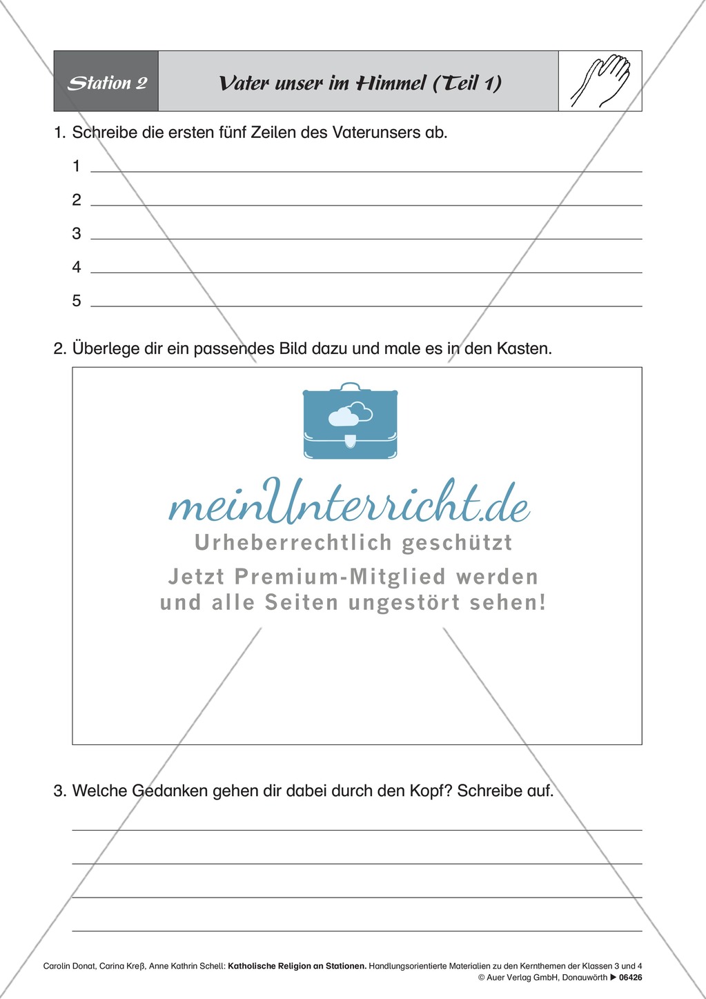 Zu Gott sprechen - beten: Vater unser im Himmel. Arbeitsmaterial mit Erläuterungen Preview 3