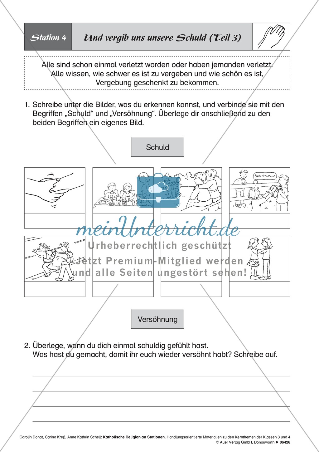 Zu Gott sprechen - beten: Und vergib uns unsere Schuld. Arbeitsmaterial mit Erläuterungen Preview 3