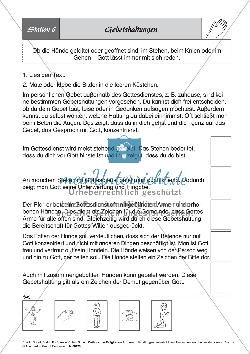 Zu Gott sprechen - beten: Gebetshaltungen. Arbeitsmaterial mit Erläuterungen Preview 2