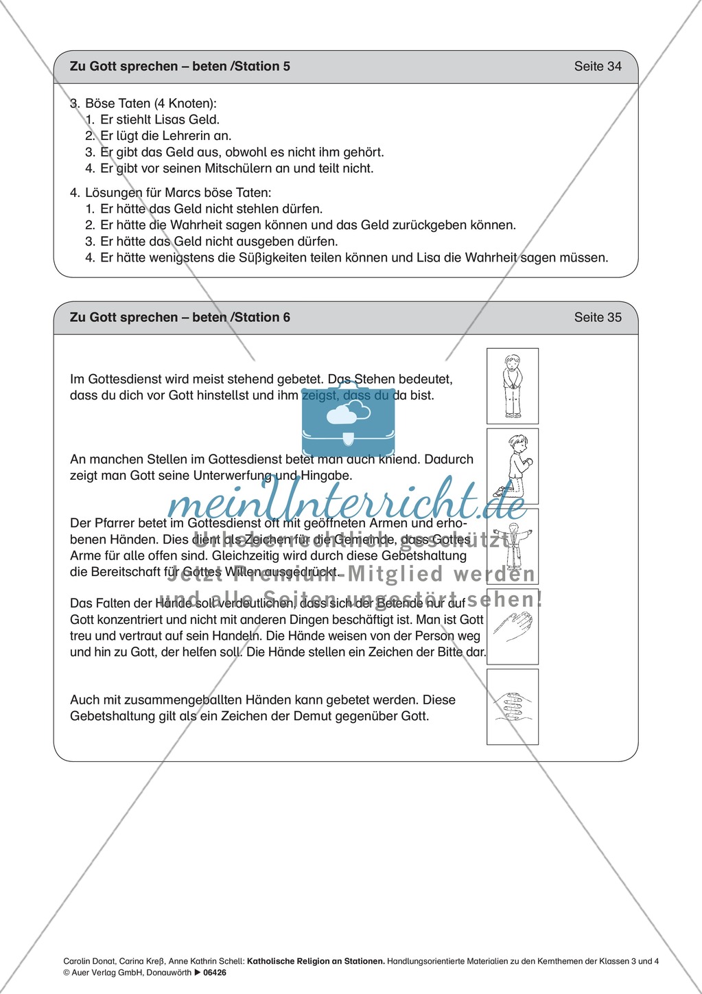 Zu Gott sprechen - beten: Gebetshaltungen. Arbeitsmaterial mit Erläuterungen Preview 3