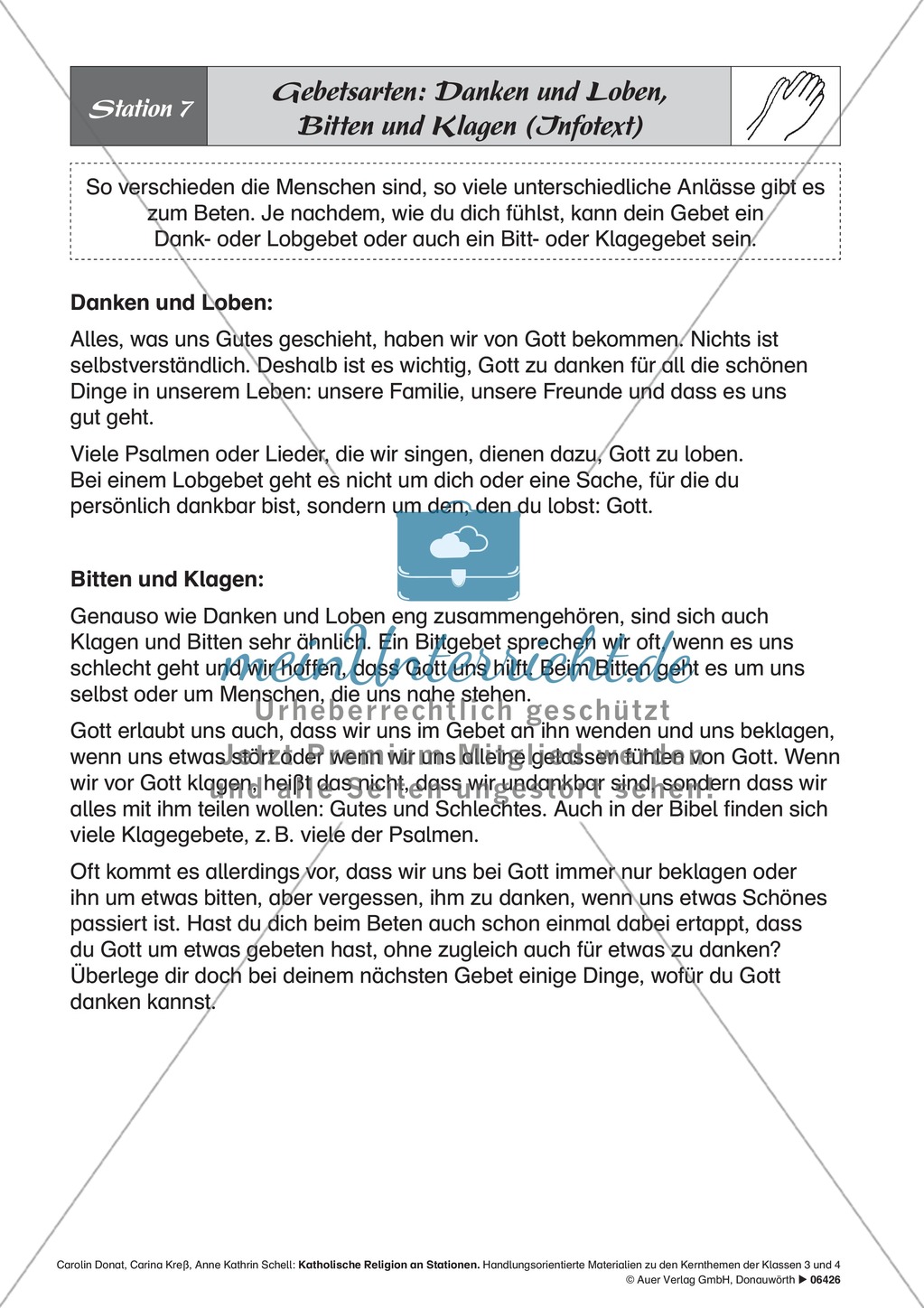 Zu Gott sprechen - beten: Gebetsarten. Arbeitsmaterial mit Erläuterungen Preview 2