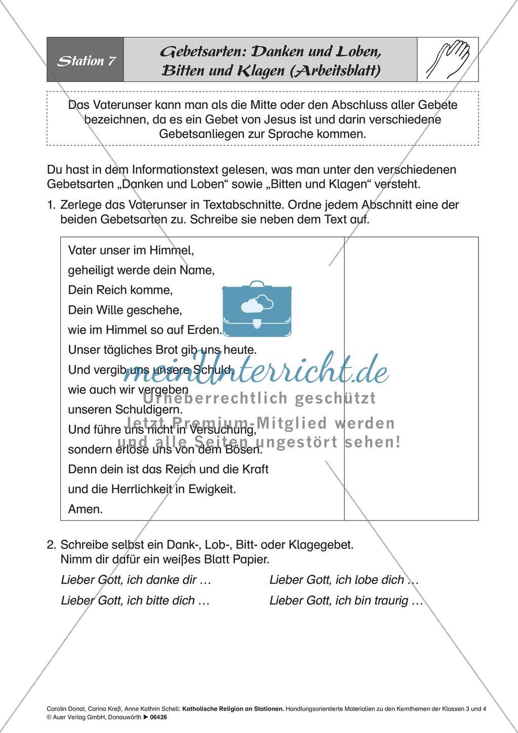 Zu Gott sprechen - beten: Gebetsarten. Arbeitsmaterial mit Erläuterungen Preview 3
