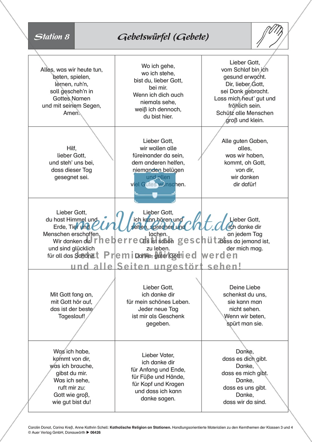 Zu Gott sprechen - beten: Gebetswürfel. Arbeitsmaterial mit Erläuterungen Preview 3