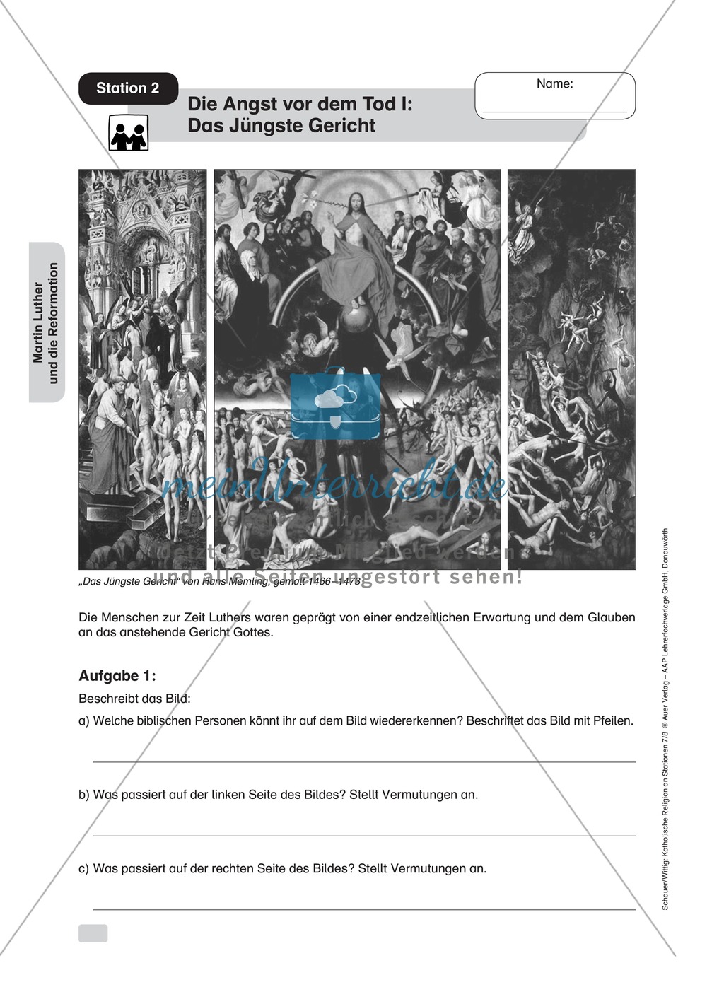Martin Luther: Das jüngste Gericht. Arbeitsmaterial mit Erläuterungen Preview 1