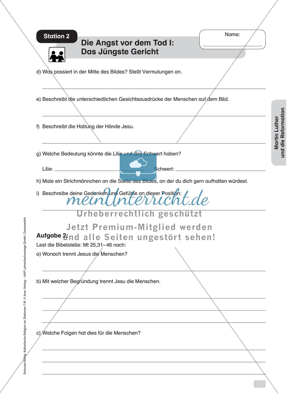 Martin Luther: Das jüngste Gericht. Arbeitsmaterial mit Erläuterungen Preview 2