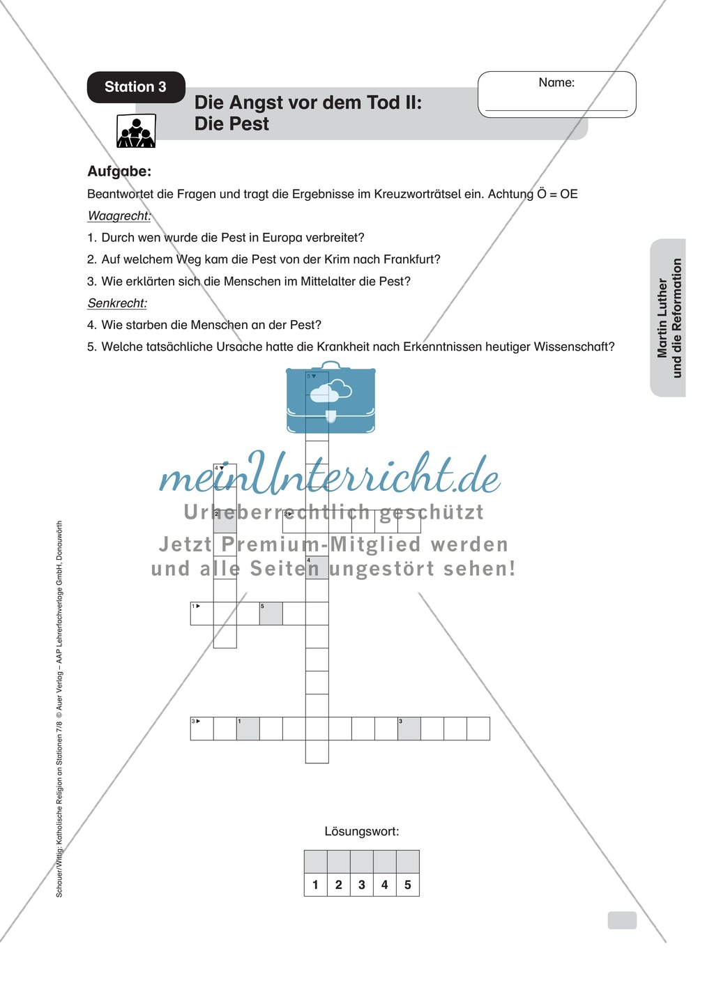 Martin Luther: Die Pest. Arbeitsmaterial mit Erläuterungen Preview 2