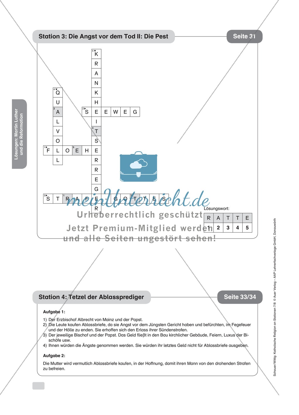 Martin Luther: Die Pest. Arbeitsmaterial mit Erläuterungen Preview 3