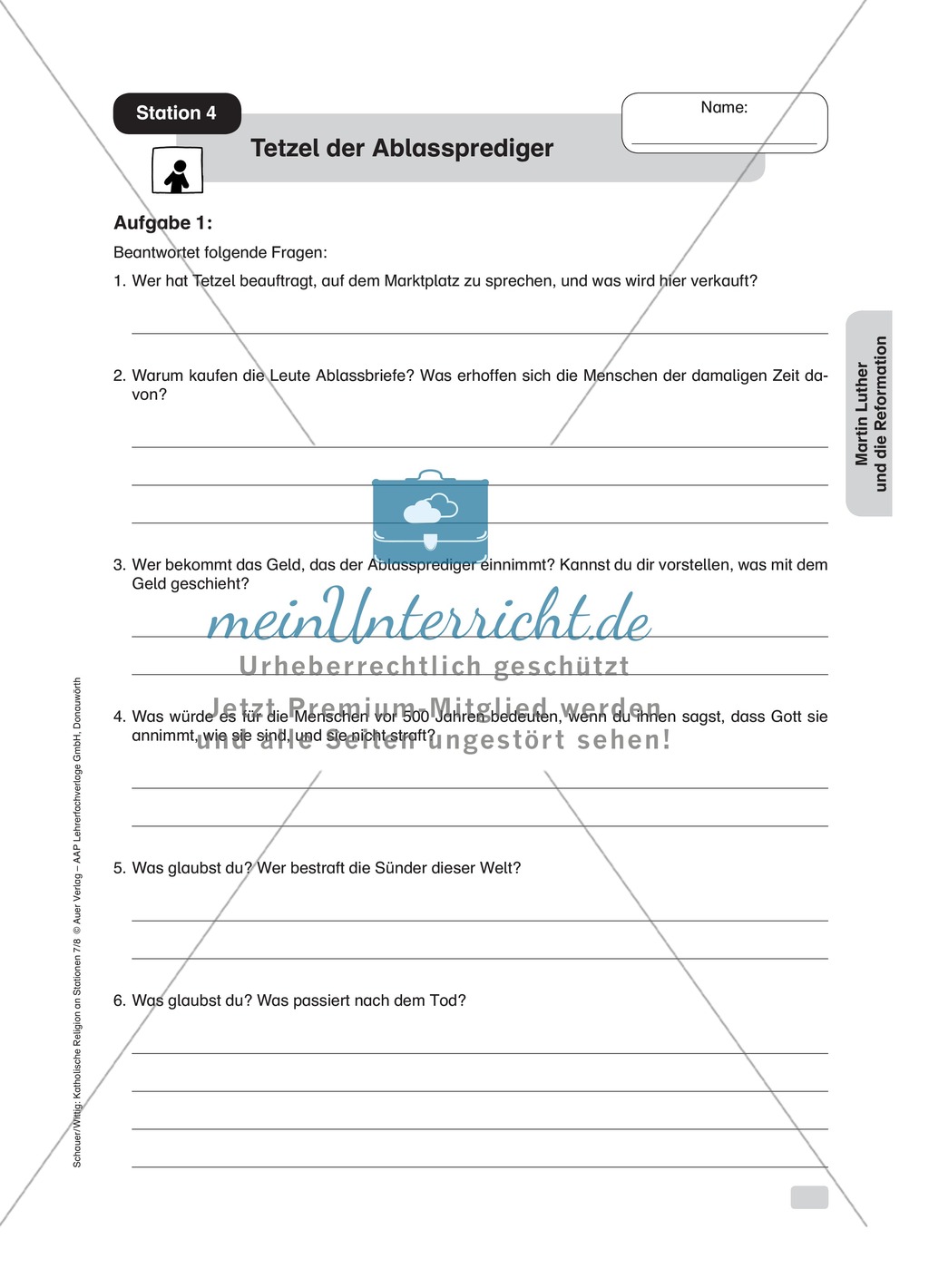 Martin Luther: Tetzel, der Ablassprediger. Arbeitsmaterial mit Erläuterungen Preview 2