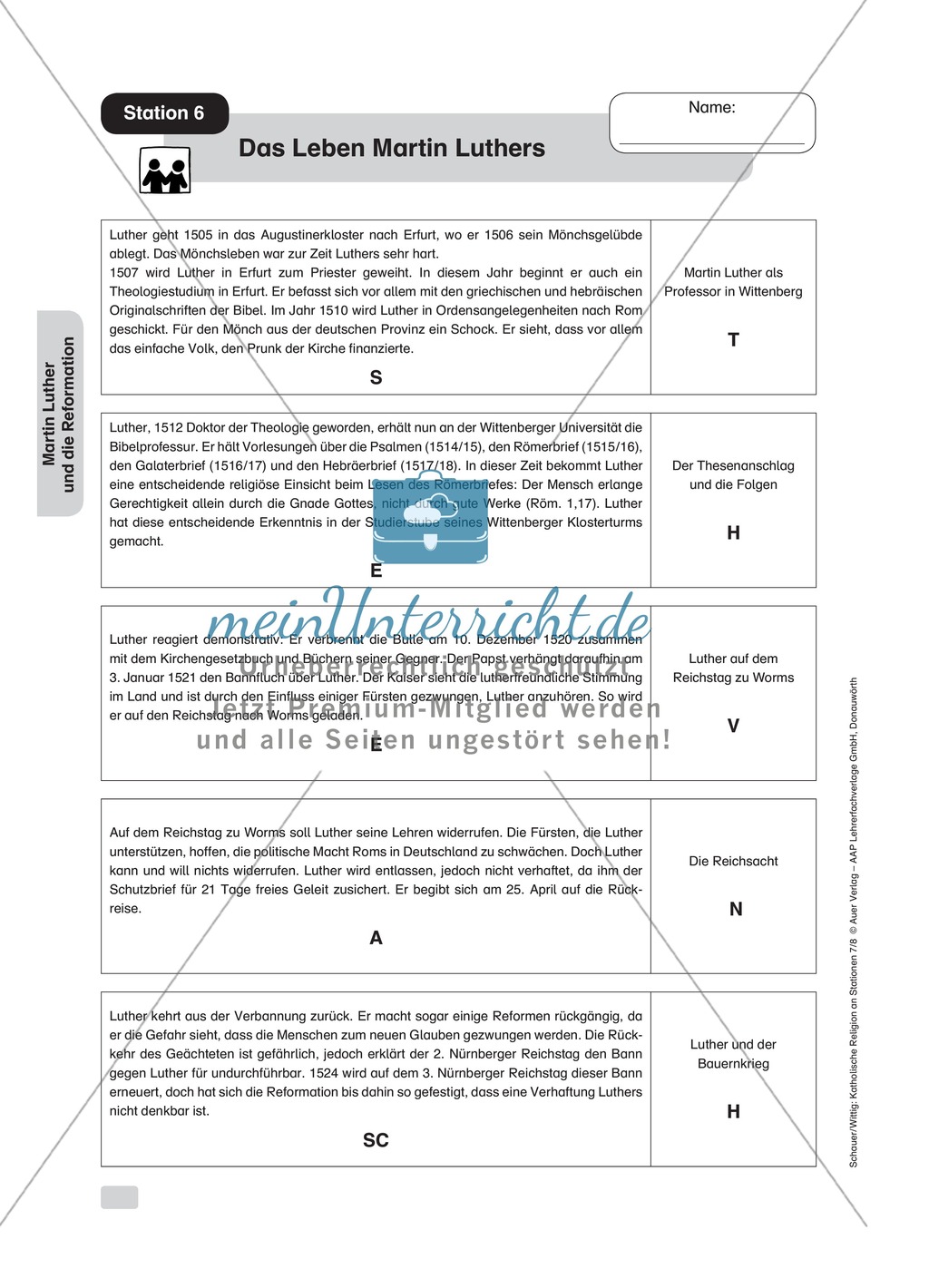 Martin Luther: Das Leben des Reformators. Arbeitsmaterial mit Erläuterungen Preview 3