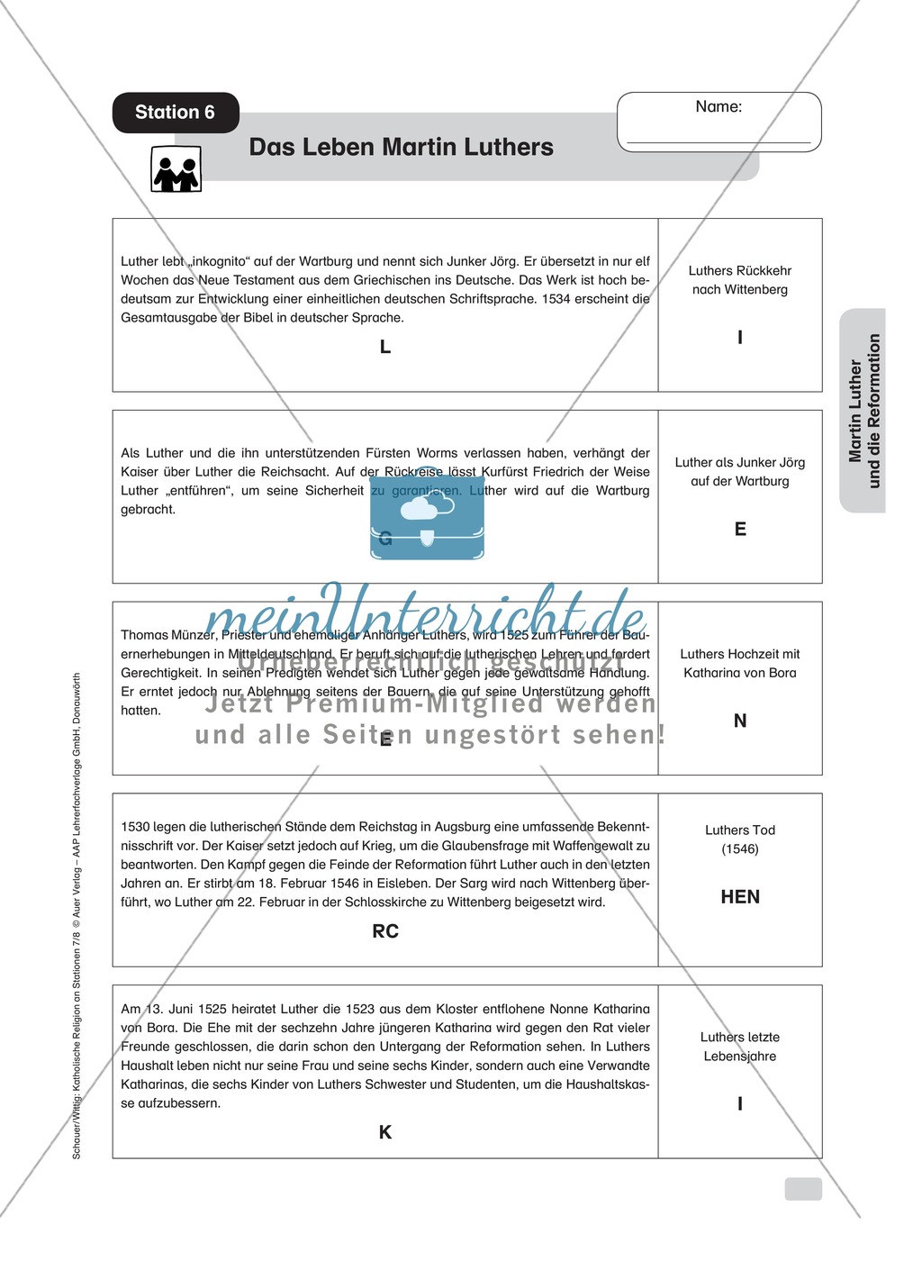 Martin Luther: Das Leben des Reformators. Arbeitsmaterial mit Erläuterungen Preview 4