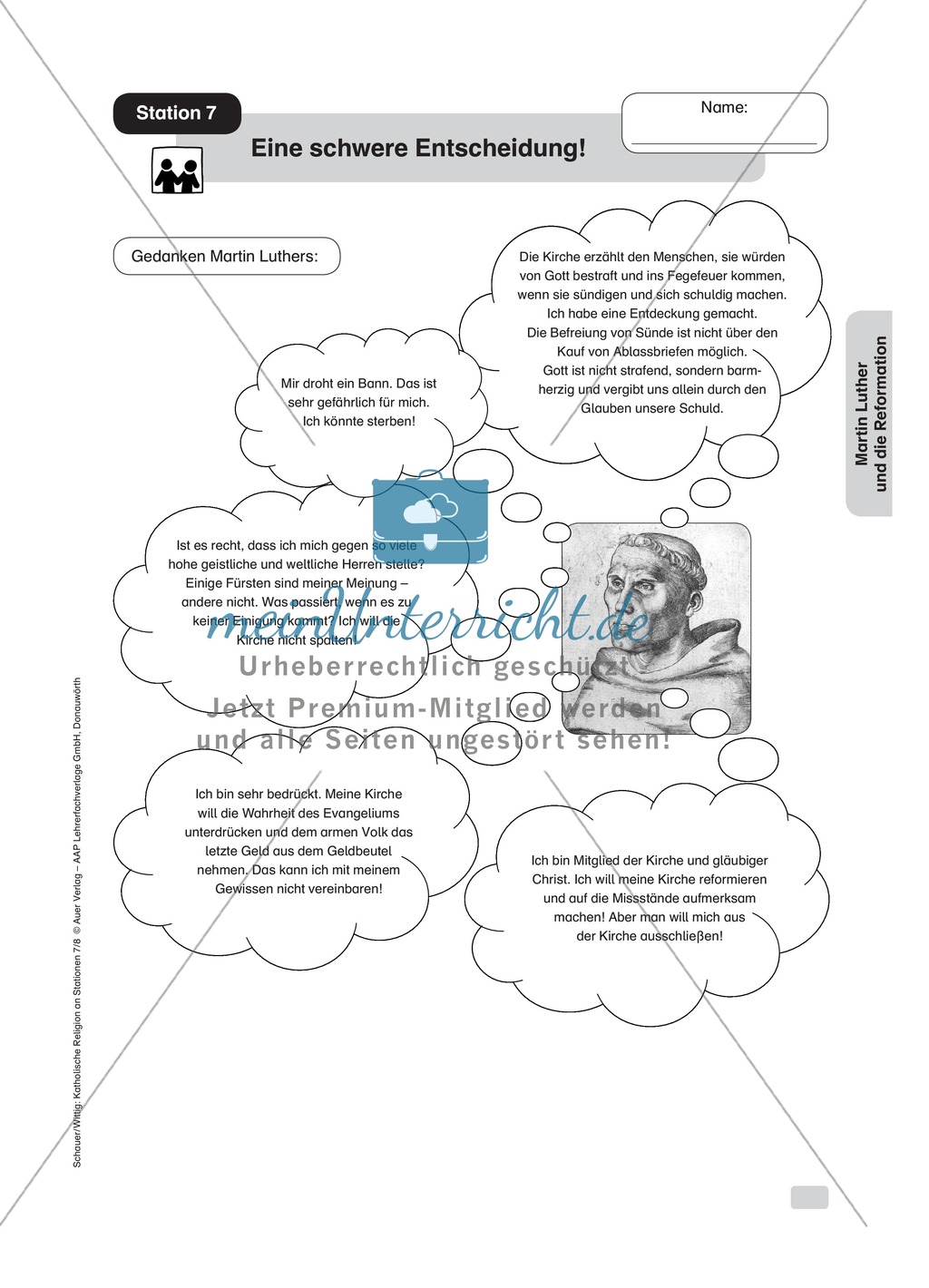 Martin Luther: Eine schwere Entscheidung. Arbeitsmaterial mit Erläuterungen Preview 2