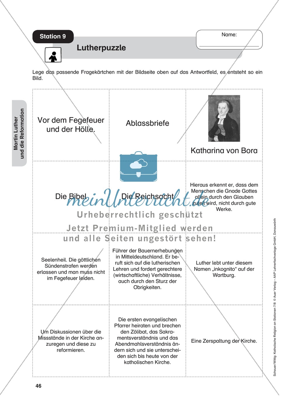 Martin Luther: Ein Puzzle. Arbeitsmaterial mit Erläuterungen Preview 3
