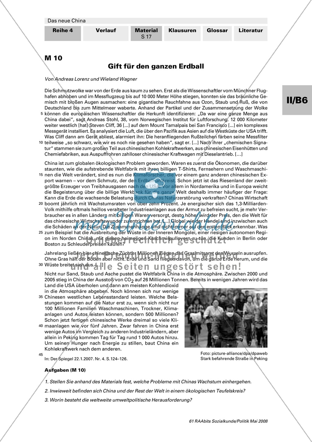 Ökologische Implikationen von Chinas Aufstieg: Kampf um Ressourcen und Umweltverschmutzung. Arbeitsmaterial mit Erläuterungen Preview 4