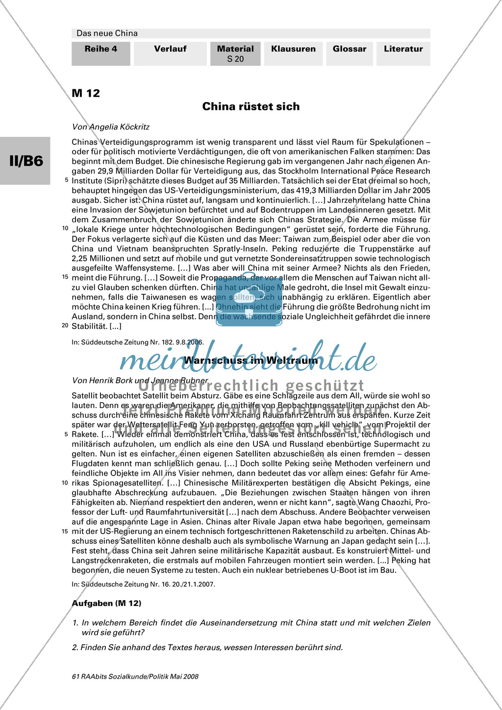 Die Geopolitsche Rolle Chinas: Einsatz in Afrika, Verteidigungsprogramm und Auseinandersetzung im Weltraum. Arbeitsmaterial mit Erläuterungen Preview 3