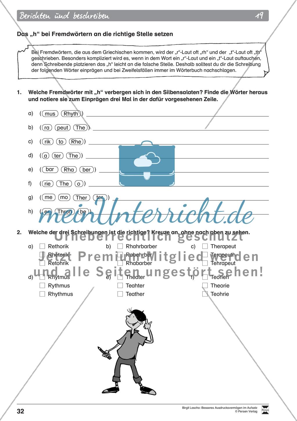 AB 19 Das „h“ bei Fremdwörtern an die richtige Stelle setzen Preview 1