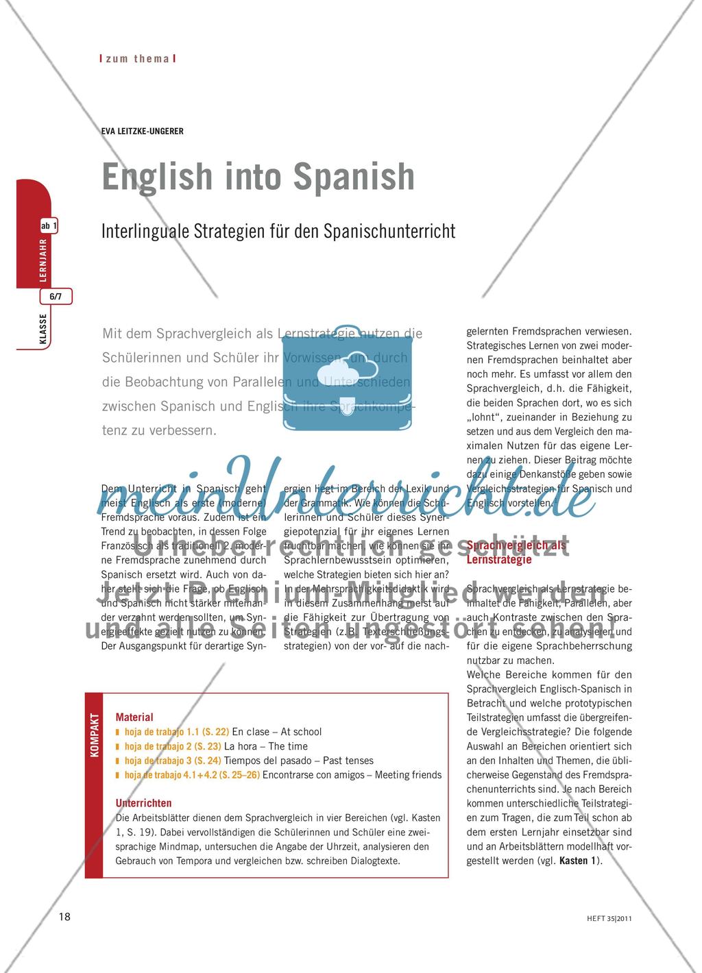 English into Spanish - Interlinguale Strategien für den Spanischunterricht Preview 1