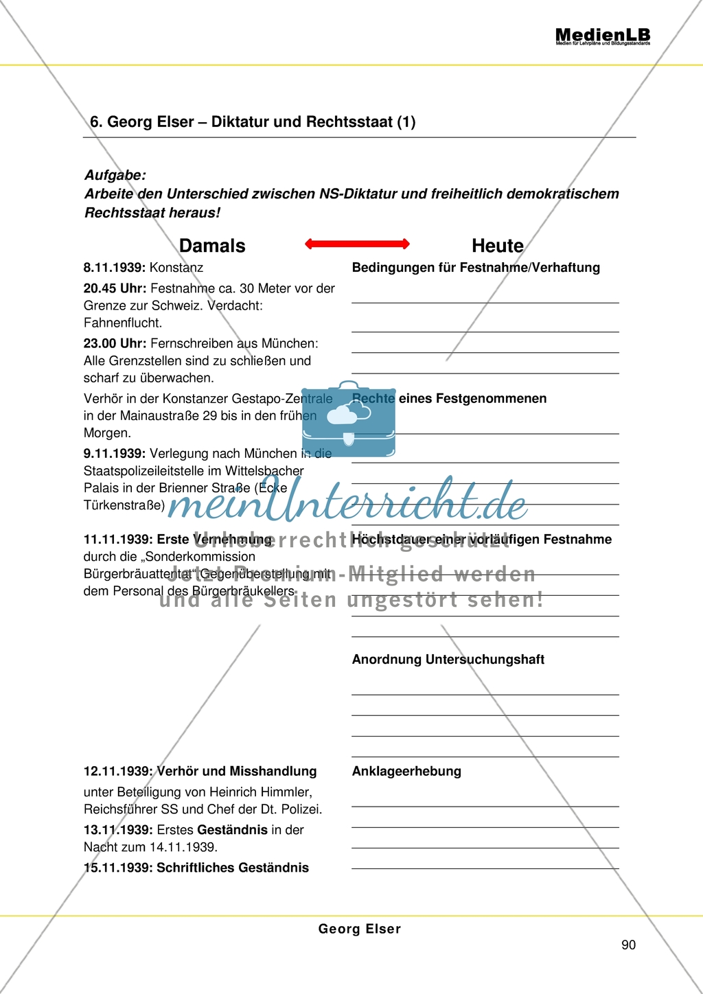 Georg Elser: Unterschiede zwischen der NS-Diktatur und dem heutigen Rechtsstaat Preview 1