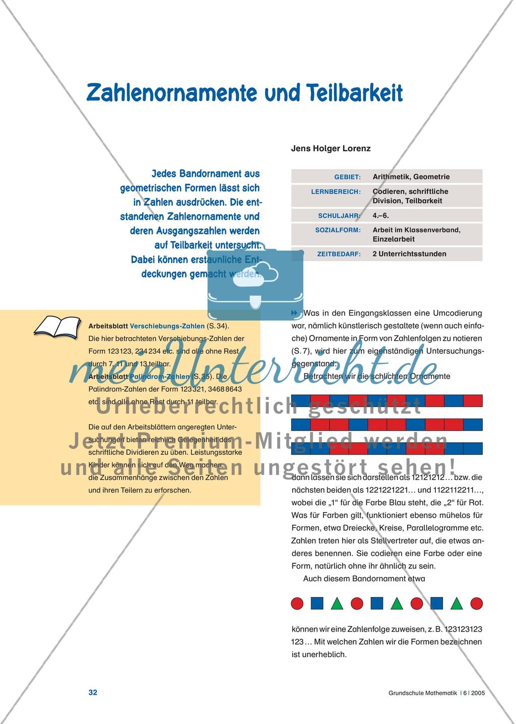 Zahlenornamente und Teilbarkeit Preview 1