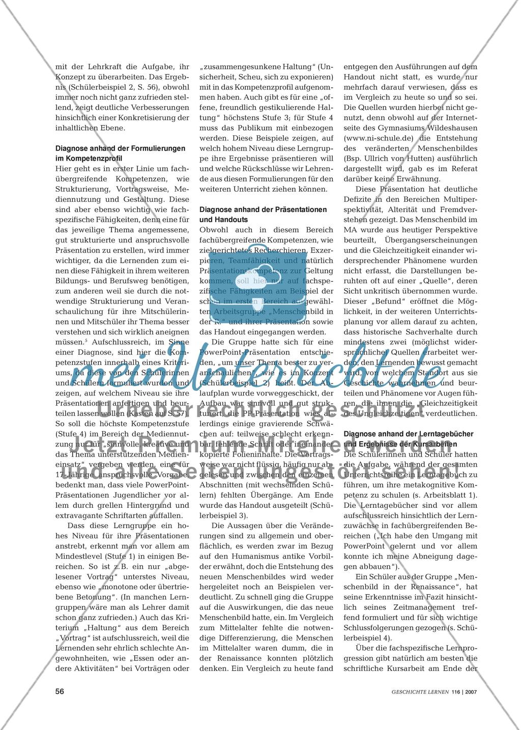 Diagnosemöglichkeiten bei selbstständigem Lernen: Ein Beispiel aus dem Geschichtsunterricht der Oberstufe Preview 4