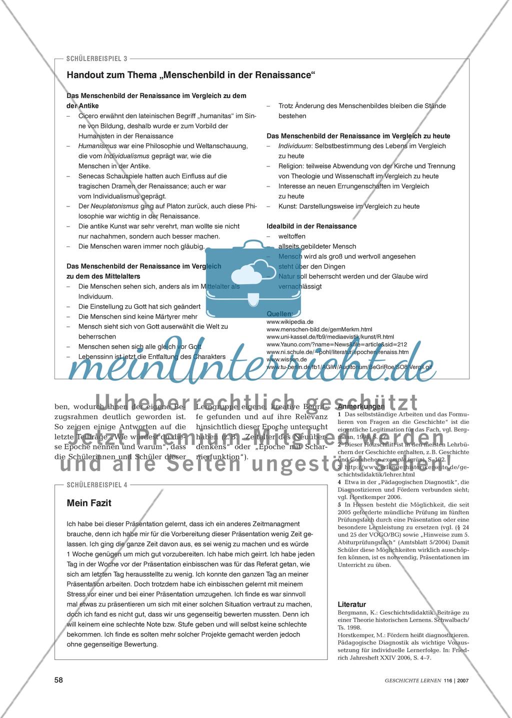 Diagnosemöglichkeiten bei selbstständigem Lernen: Ein Beispiel aus dem Geschichtsunterricht der Oberstufe Preview 6