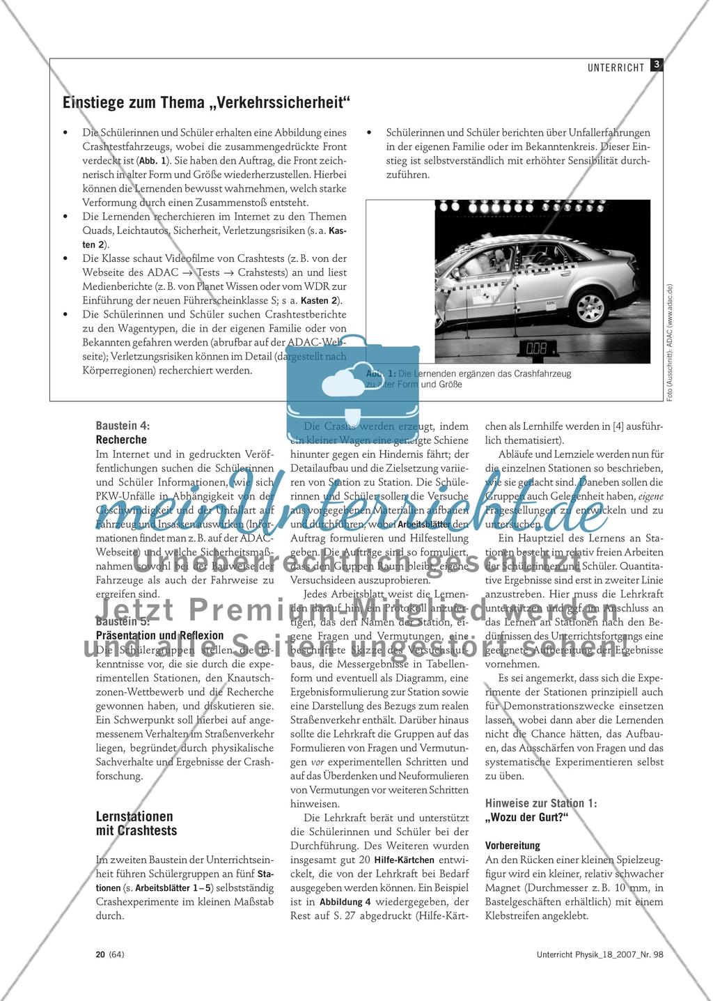 Mit Crash-Experimenten zum dynamischen Kraftbegriff - Verkehrssicherheit als Kontext für die Mechanik Preview 3