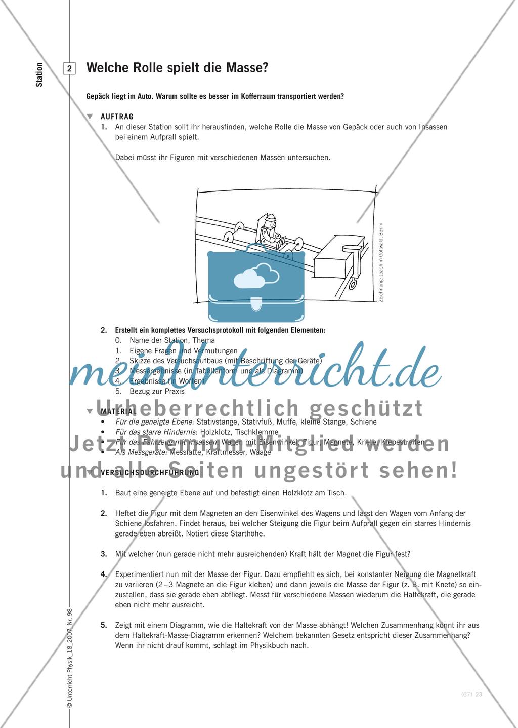 Mit Crash-Experimenten zum dynamischen Kraftbegriff - Verkehrssicherheit als Kontext für die Mechanik Preview 6