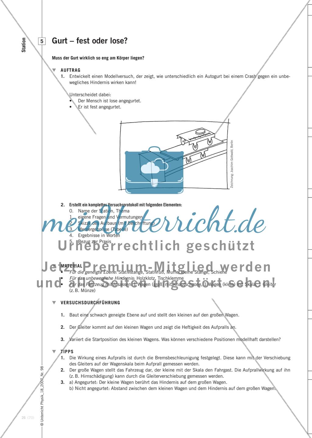 Mit Crash-Experimenten zum dynamischen Kraftbegriff - Verkehrssicherheit als Kontext für die Mechanik Preview 9