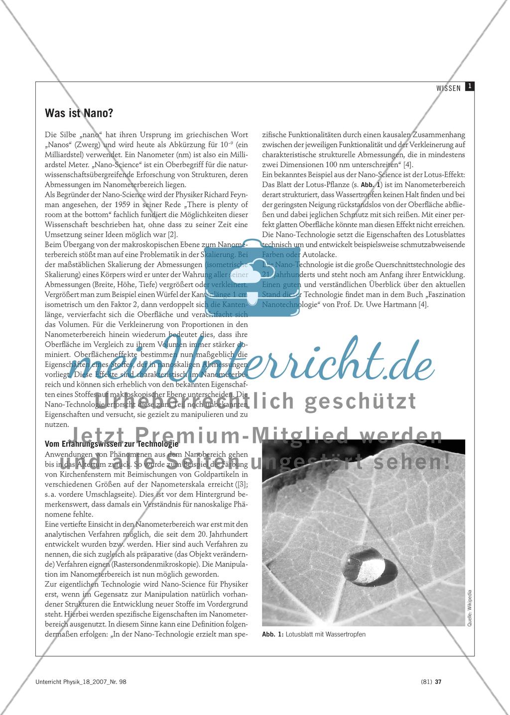 Nano im Unterricht? - Neue Themen für die Sekundarstufe I durch die Integration moderner Technologien in den Physikunterricht Preview 2