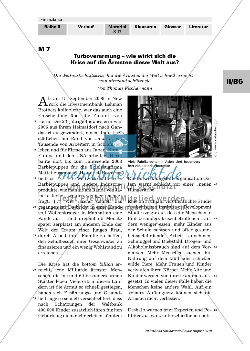 Folgen der Weltwirtschaftskrise für Entwicklungs- und Schwellenländer: Arbeitsmaterial mit Erläuterungen Preview 1