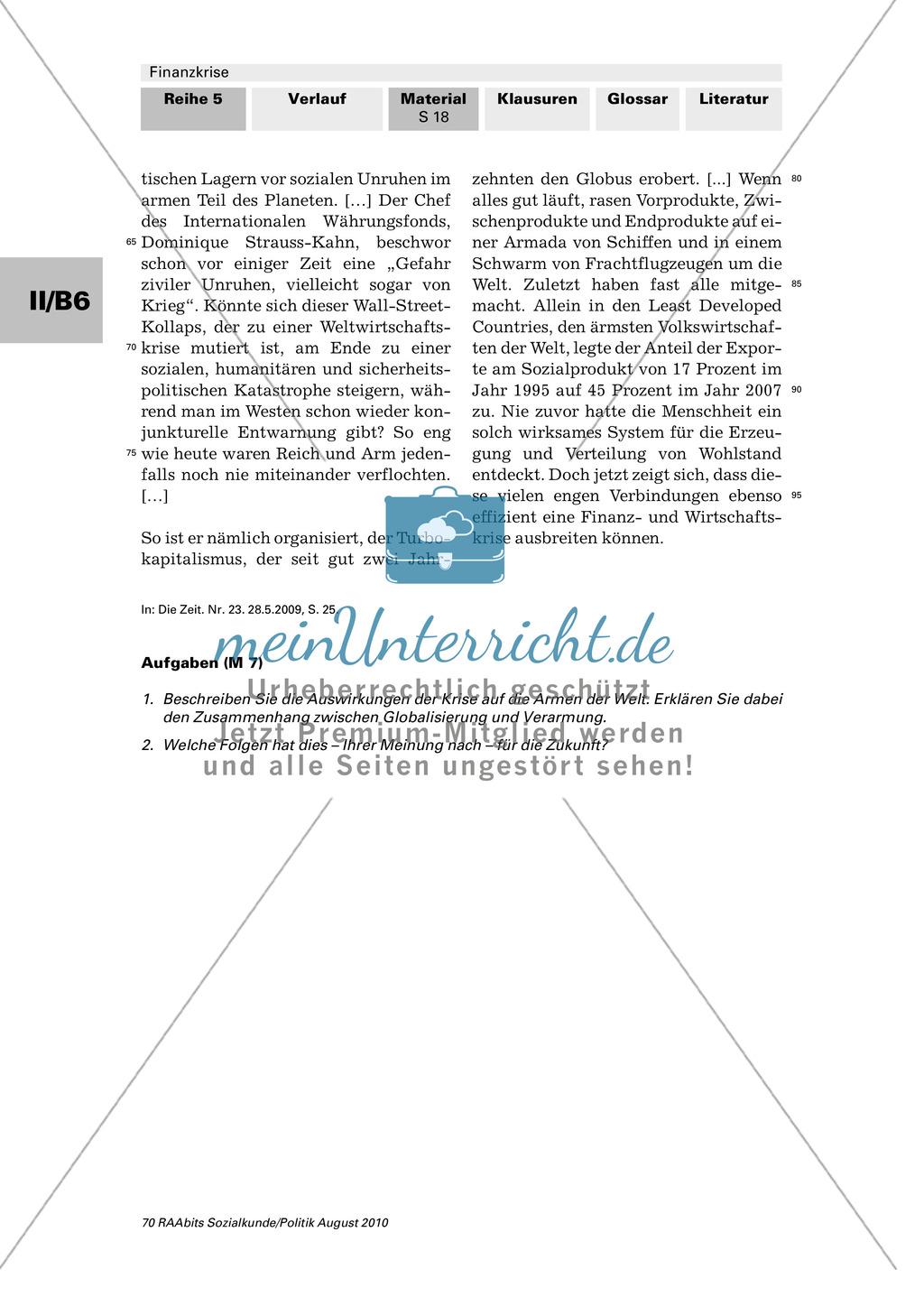 Folgen der Weltwirtschaftskrise für Entwicklungs- und Schwellenländer: Arbeitsmaterial mit Erläuterungen Preview 2