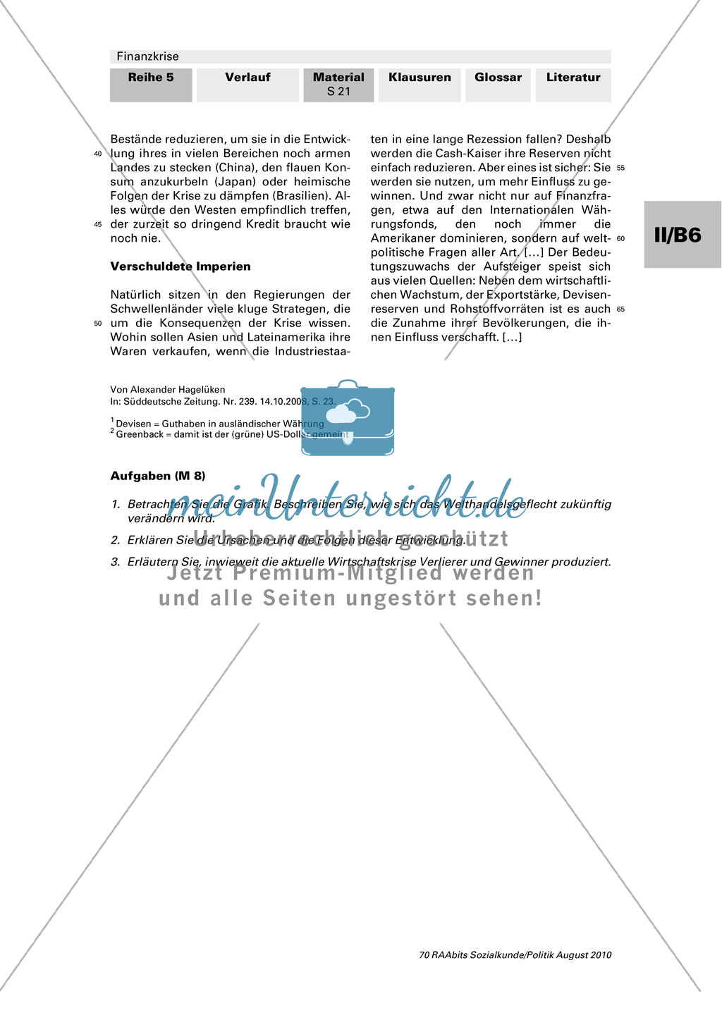 Folgen der Weltwirtschaftskrise für Entwicklungs- und Schwellenländer: Arbeitsmaterial mit Erläuterungen Preview 5