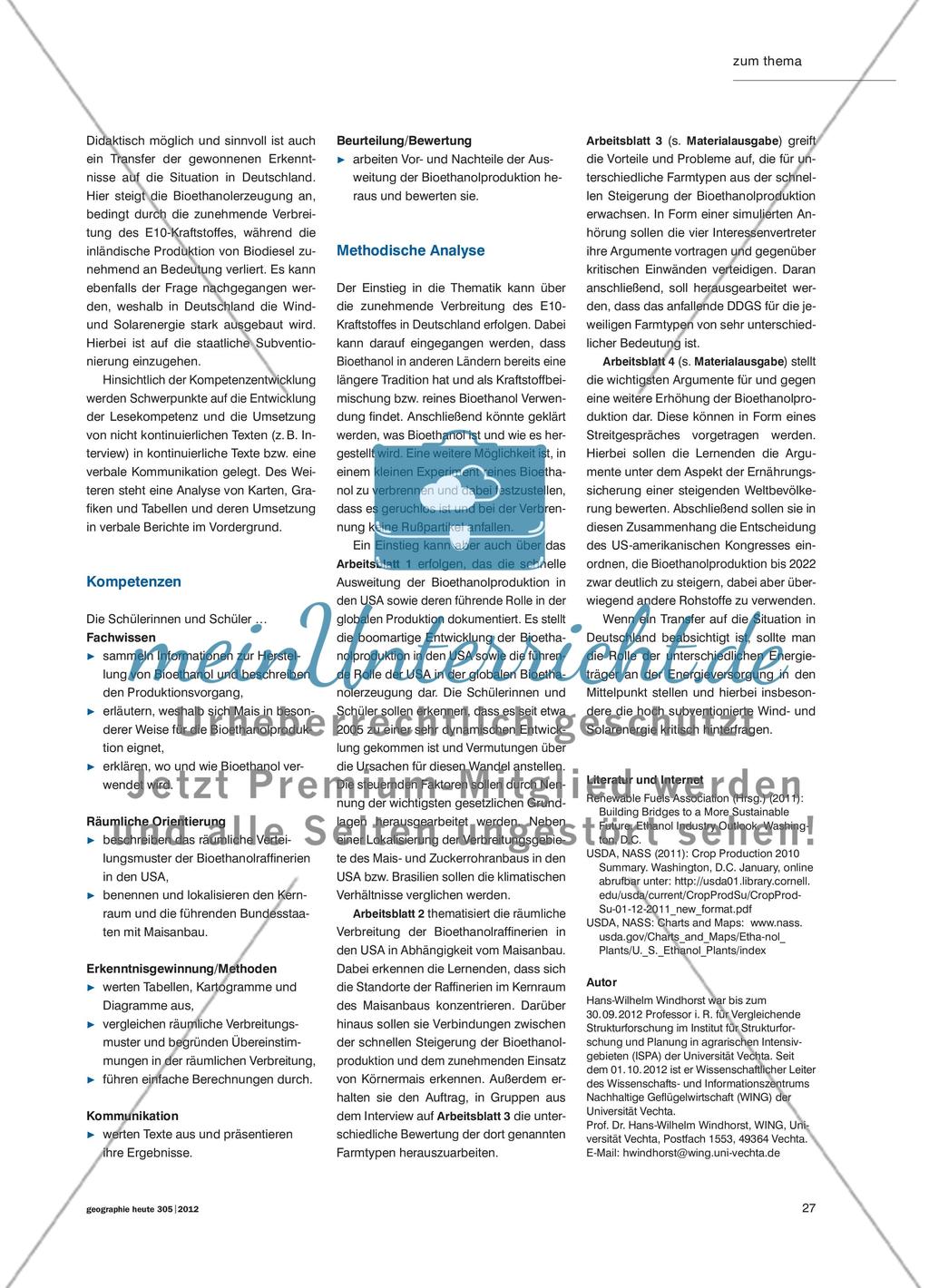 Bioethanol - Ein alternativer Energieträger und seine Probleme Preview 3
