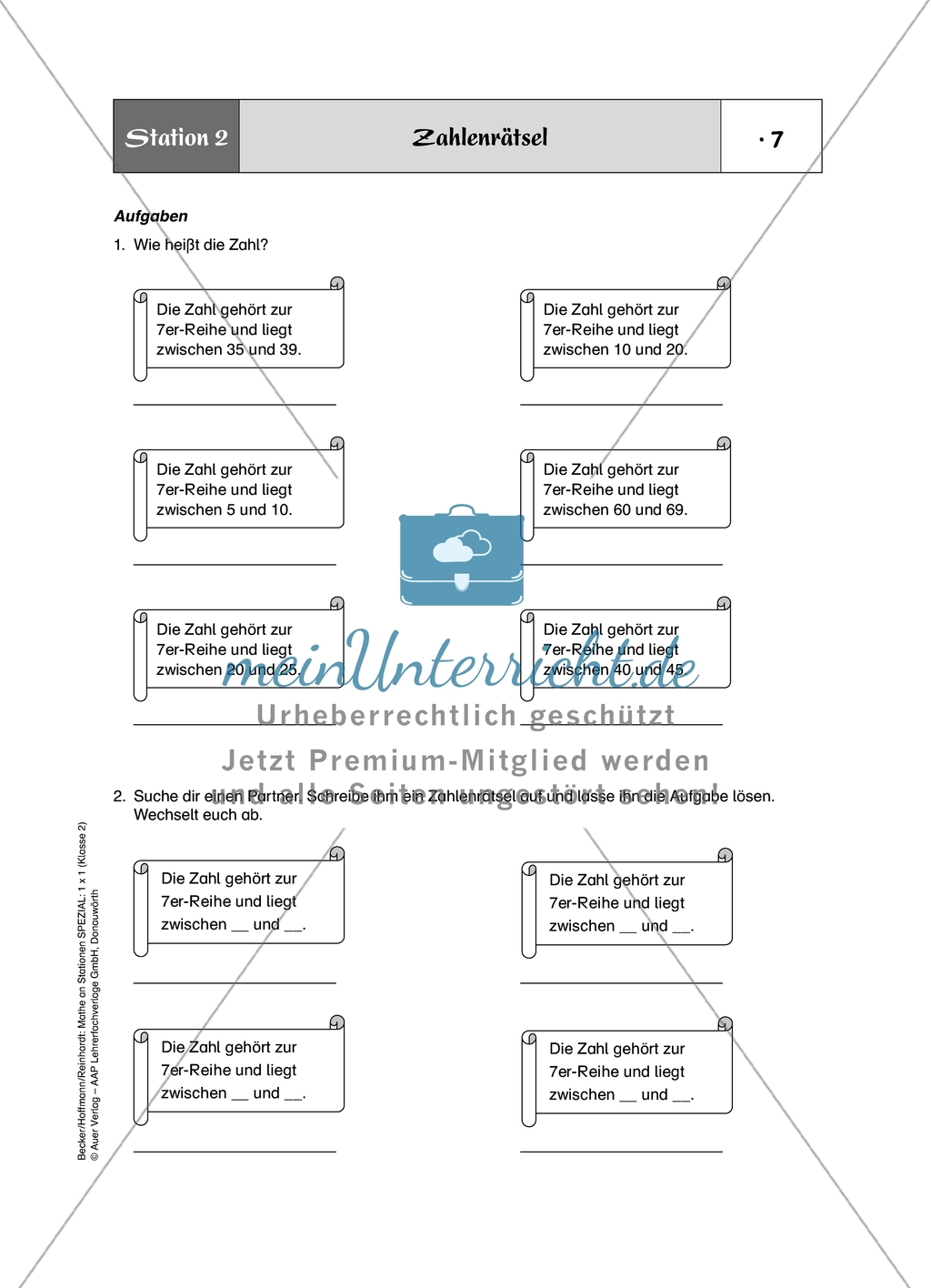 Aufgaben für eine Stationsarbeit zum Thema: