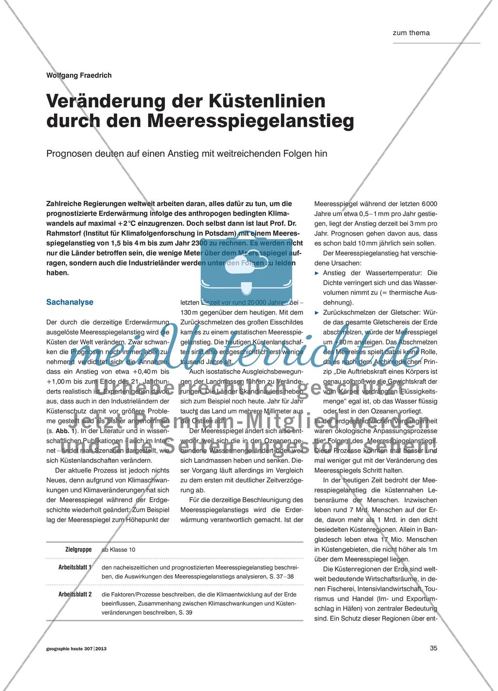 Veränderung der Küstenlinien durch den Meeresspiegelanstieg - Prognosen deuten auf einen Anstieg mit weitreichenden Folgen hin Preview 1